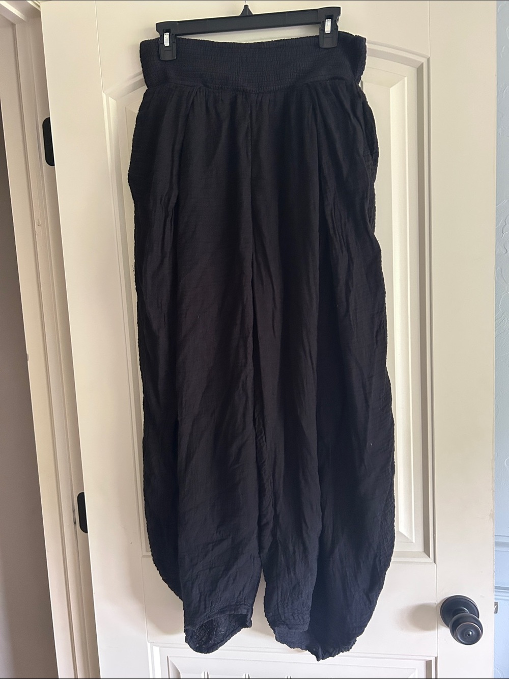 Free People Black Harem-Style Elastic Waist Pants